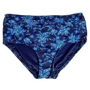 Lands' End Women's Swim Bottoms Navy and Teal Floral 14
